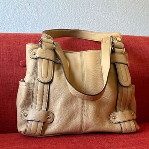 Tignanello Perfect 10 Studded Shopper shoulder bag in tan pebbled leather .
